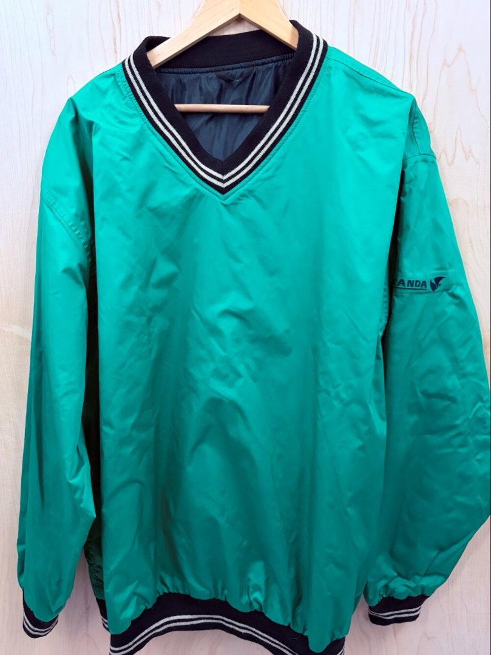 Scanda XL Emerald Kelley Green Golf Pullover Windbreaker Vintage 80s Nautical